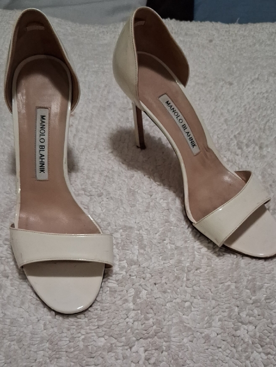 Manolo Blahnik Shoes - Manolo Blahnik Cream D'Orsay Open-Toe Stiletto Heels